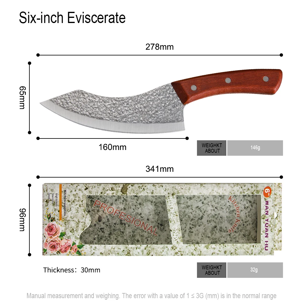 XYj Fixed Blade Knife With 6in Point Butcher Rose Wood Handle For Outdoor Survival Camping Bushcraft Gift Box | Дом и сад