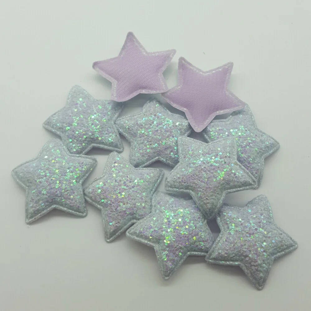 purple stars 50 шт конфеты крафт патчи милые звезды сердца бабочка для волос с блеском Аксессуары наклеить на патчи для одежды наборы сделай сам DIY - Цвет: purple stars