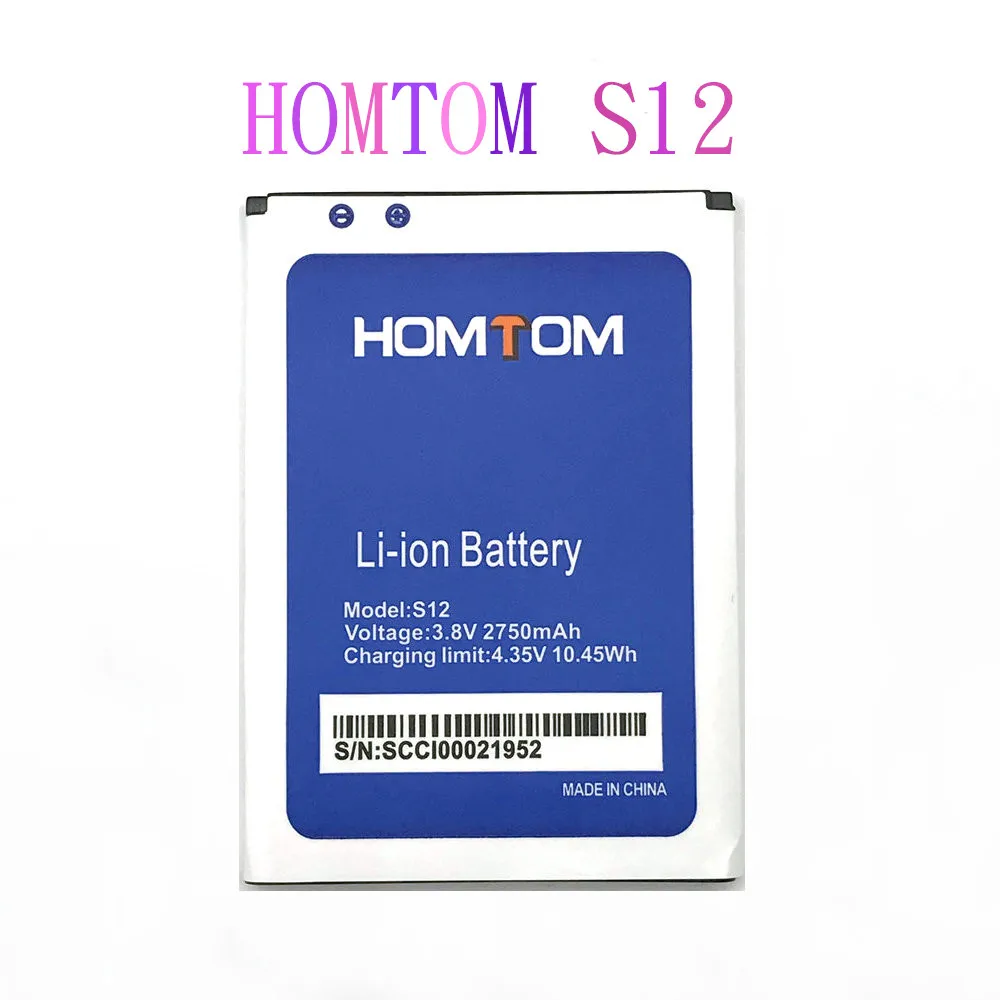 

100% New HOMTOM S12 Battery 2750mAh Original For HOMTOM S12 Smart Phone Bateria Batterie Baterij In Stock