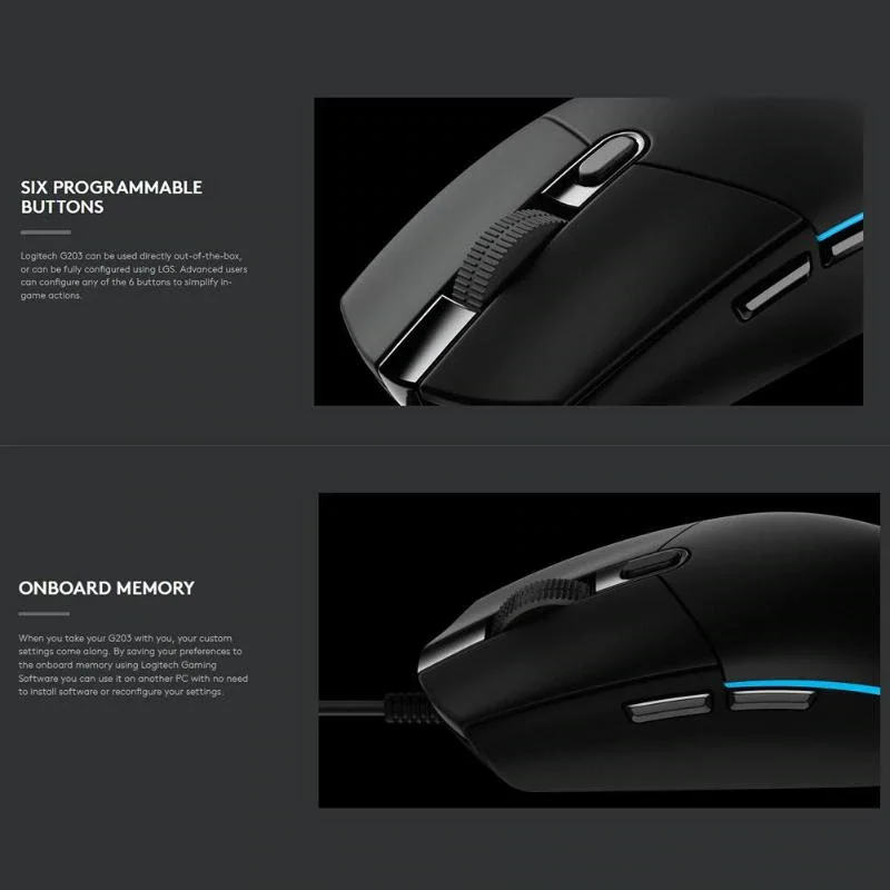 Logitech G102 программируемая игровая мышь кнопки 6000DPI RGB проводная компьютерная