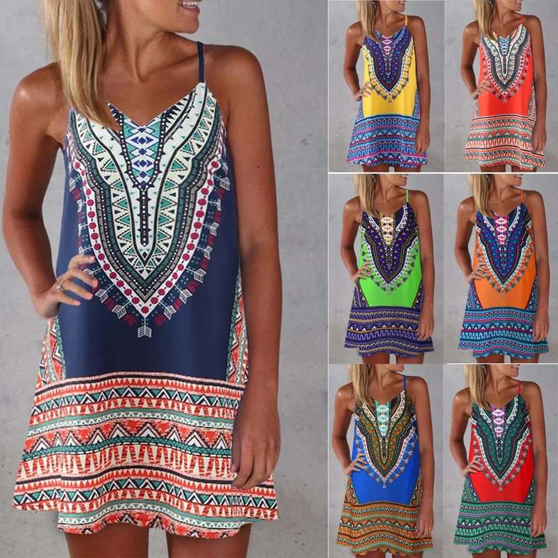 Женская обувь в африканском стиле Платья летнее платье богемном ретро с принтом