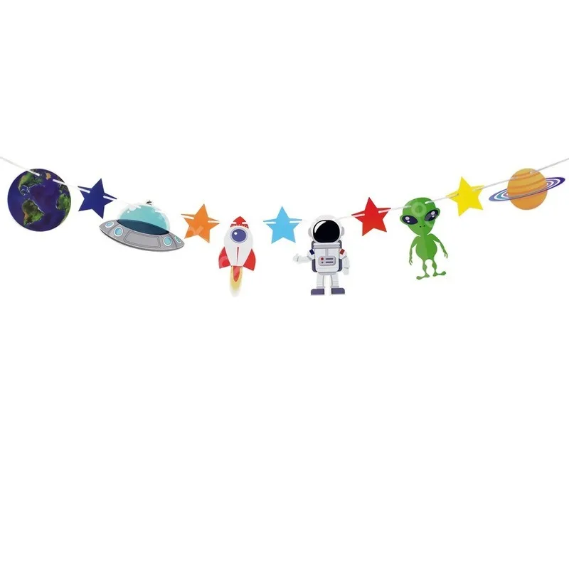 Solar System Astronaut Arrange s Children's Pull Flag Rocket Foil Kids Planet Theme Birthday Party Decor | Дом и сад
