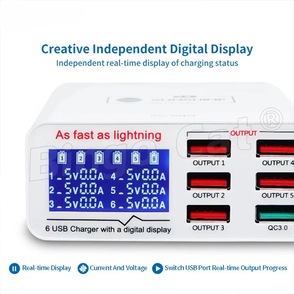 Зарядное устройство USB с 6 USB-портами и ЖК-дисплеем 2 4 А | Мобильные телефоны