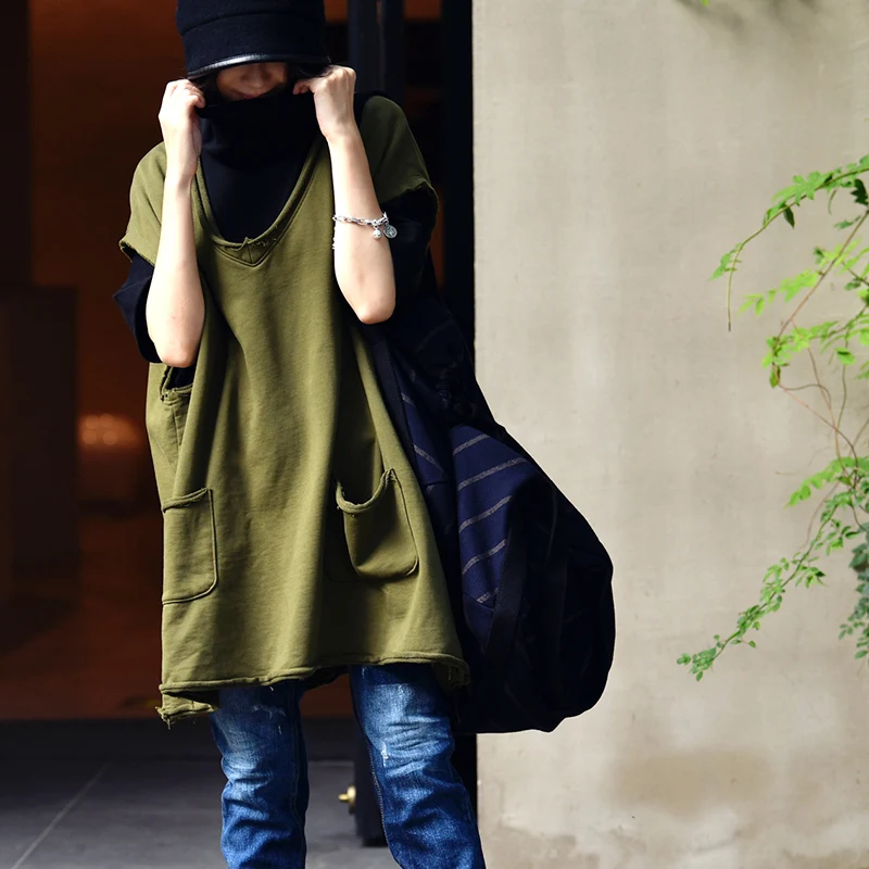 MICOCO V2018 носить жилет с вязаным жилетом над хлопковой водолазкой | Женская одежда