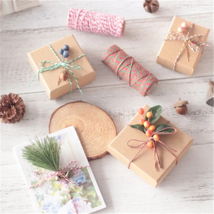 2 мм 2-слойная веревка из хлопка лента для подарка украшение на свадьбу Рождество