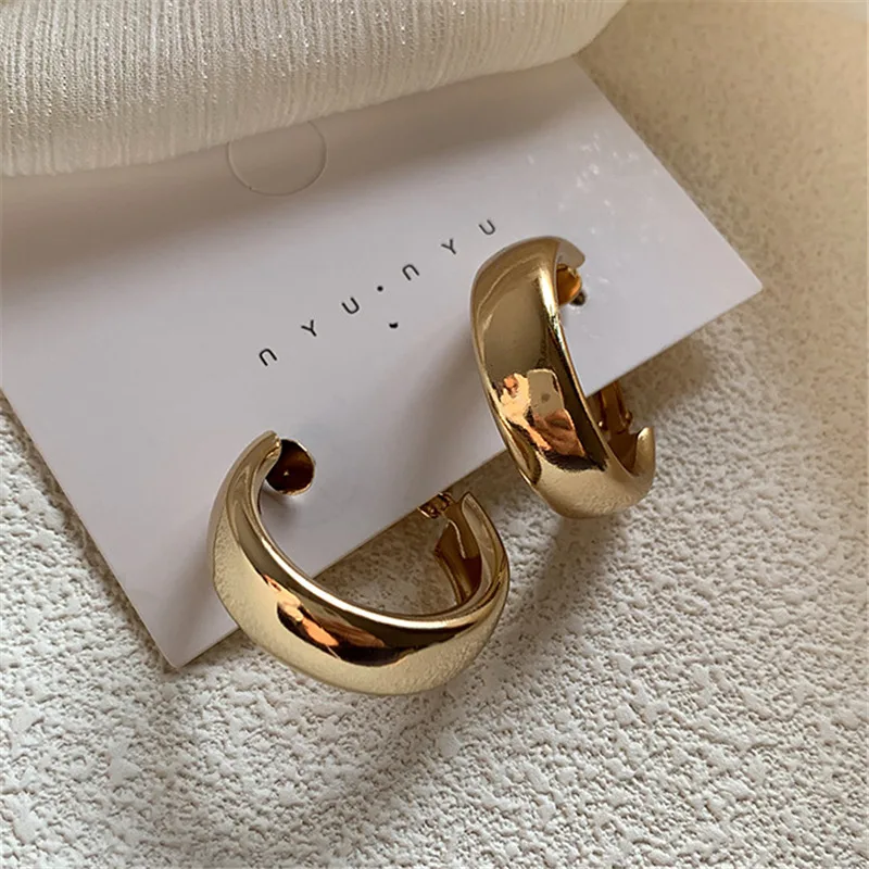 

2021 Trend Minimalist Gold Silver Color Metal Large Circle Geometric Round Big Earrings for Women Wedding Party Jewelry Pendants