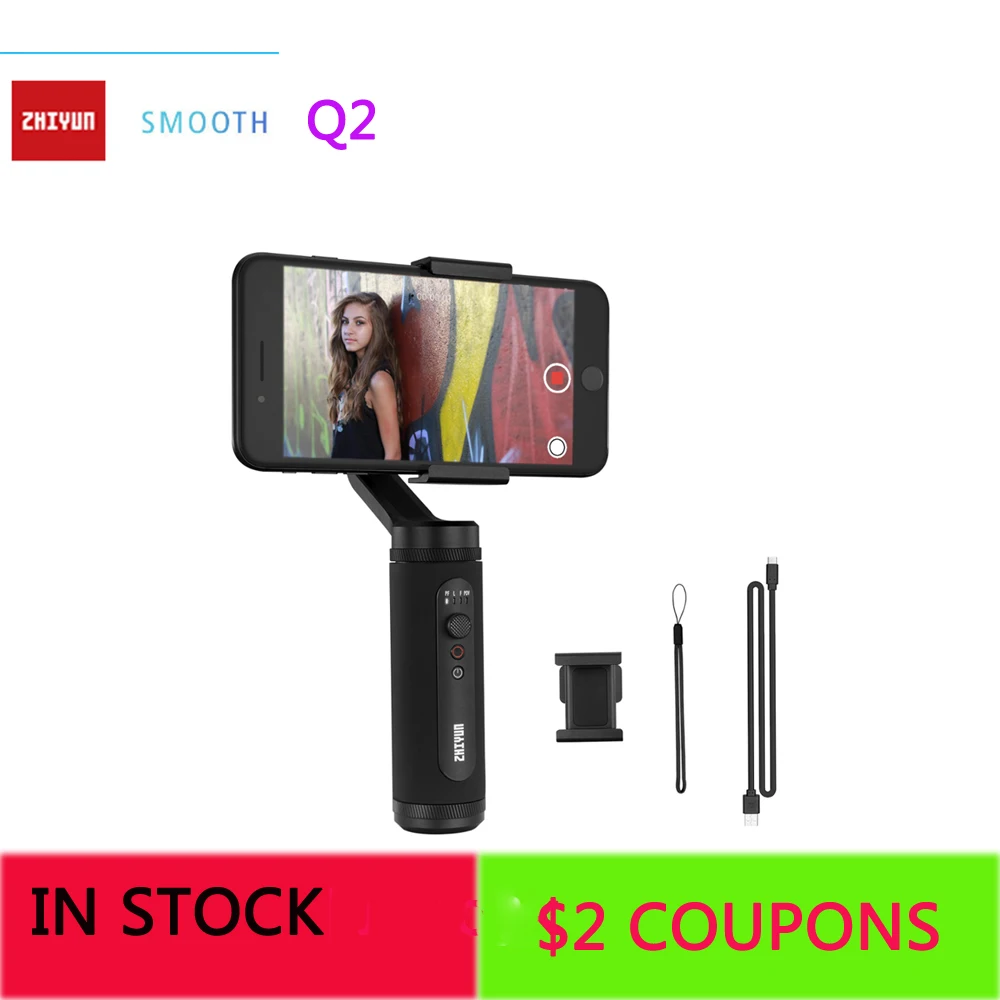 Zhiyun Smooth Q гладкой Q2 3 осевой ручной шарнирный стабилизатор для камеры iPhone Xs 8Plus 6 Plus