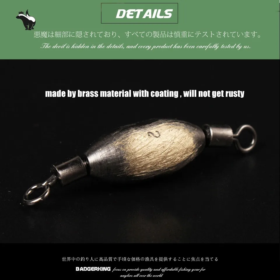 5 шт./лот латунный поворотный грузило для рыболовного поплавка или рыбалки