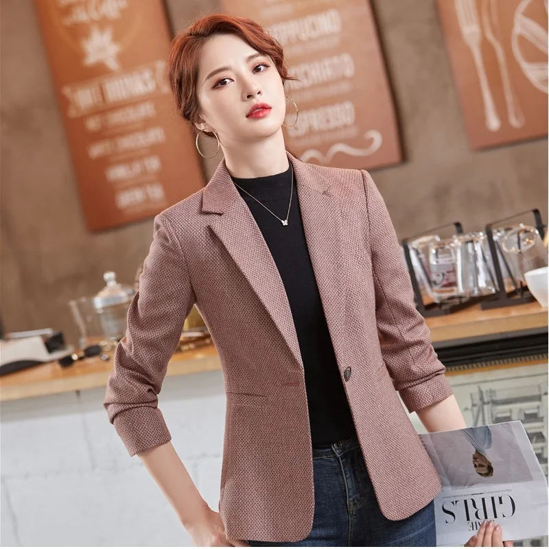 Women Coat Fashion Elegant Pink Slim Jacket OL Styles Fall Winter Blazers for Women Business Work Blaser Outwear Tops S-4XL