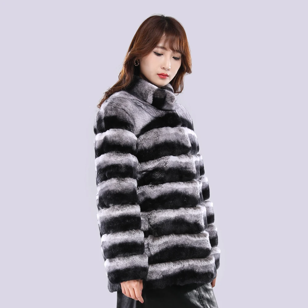 Пальто из натурального меха шиншиллового кролика Рекс куртка пальто верхняя