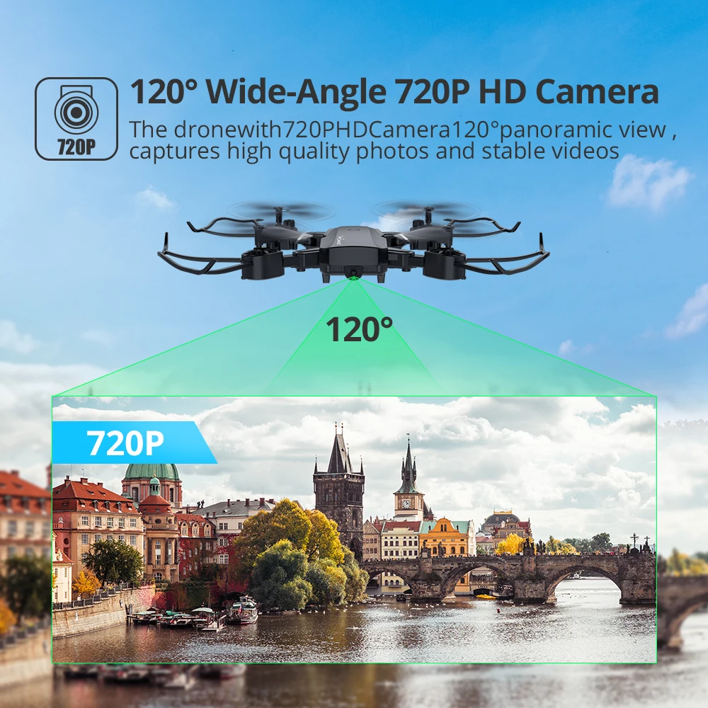 Складной Дрон Holy Stone с камерой HD 720P FOV 120 ° широкоугольная камера 13 минут полета FPV