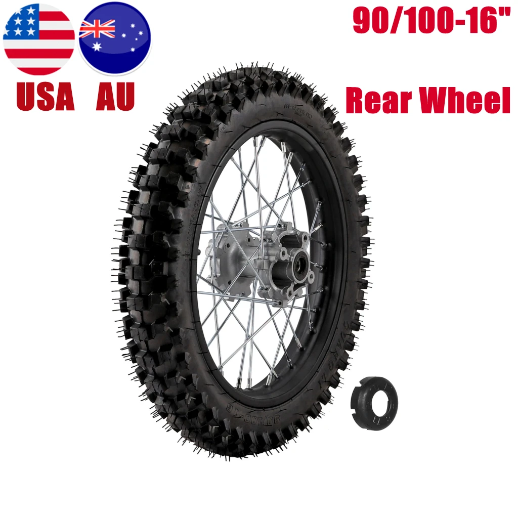 

16" inch 90/100-16 Rear Tire Rim Wheel For Dirt Pit Bike CRF100F CRF150 TTR125 RM85 DR