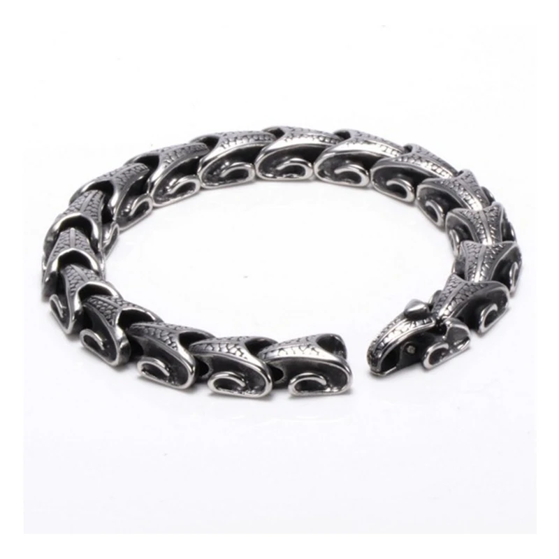 22 см тяжелый Большой дракон кости цепи звено браслеты для байкеров мужчин рок