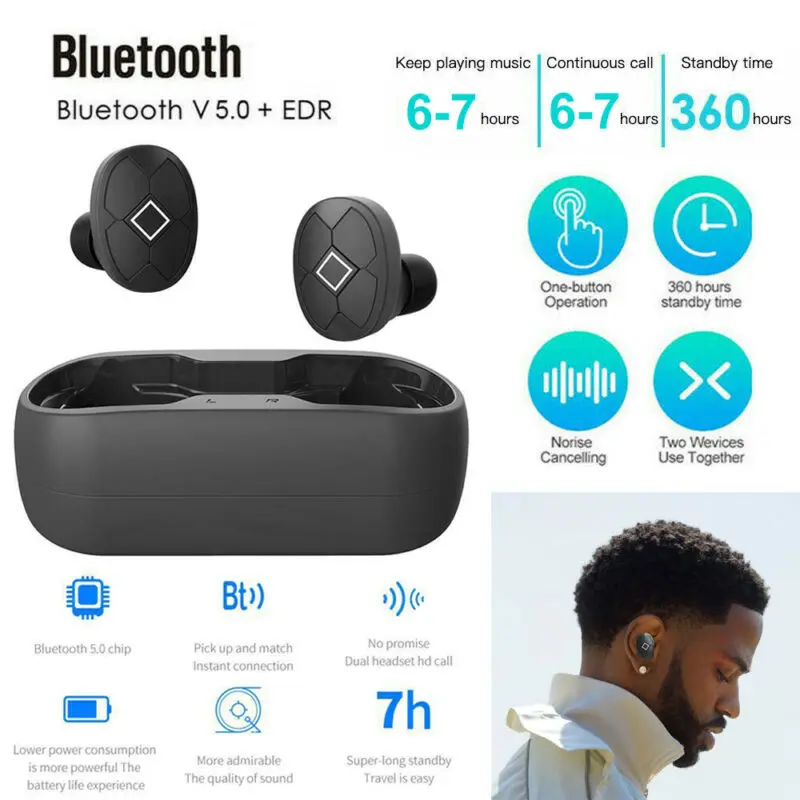 Bluetooth V5 гарнитура TWS беспроводные наушники мини-наушники стерео HiFi музыкальные
