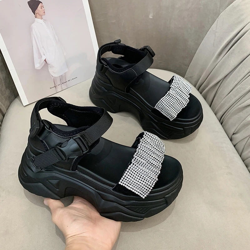 

2021 Chunky Sandals Women Fashion Casual High Heel 7CM Summer Outdoor Open-Toe Platform Sandals Women Sport Beach Sandalia Mujer
