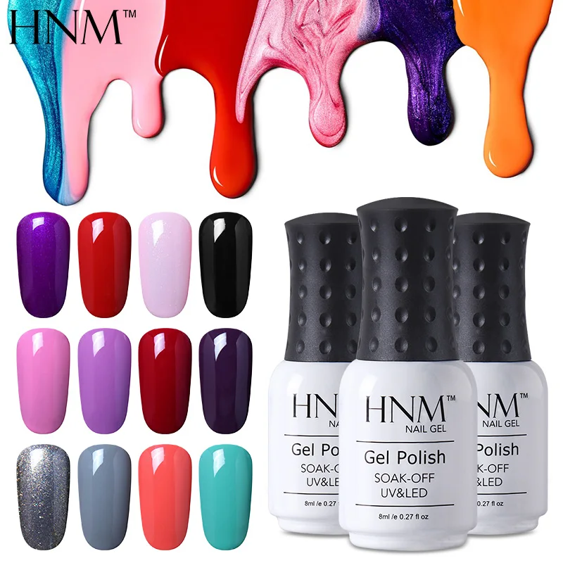 HNM, 8 мл, Гель-лак для ногтей, впитывающий Гель-лак Vernis, Полупостоянный УФ-гель для ногтей, красный, синий цвет, грунтовка для ногтей
