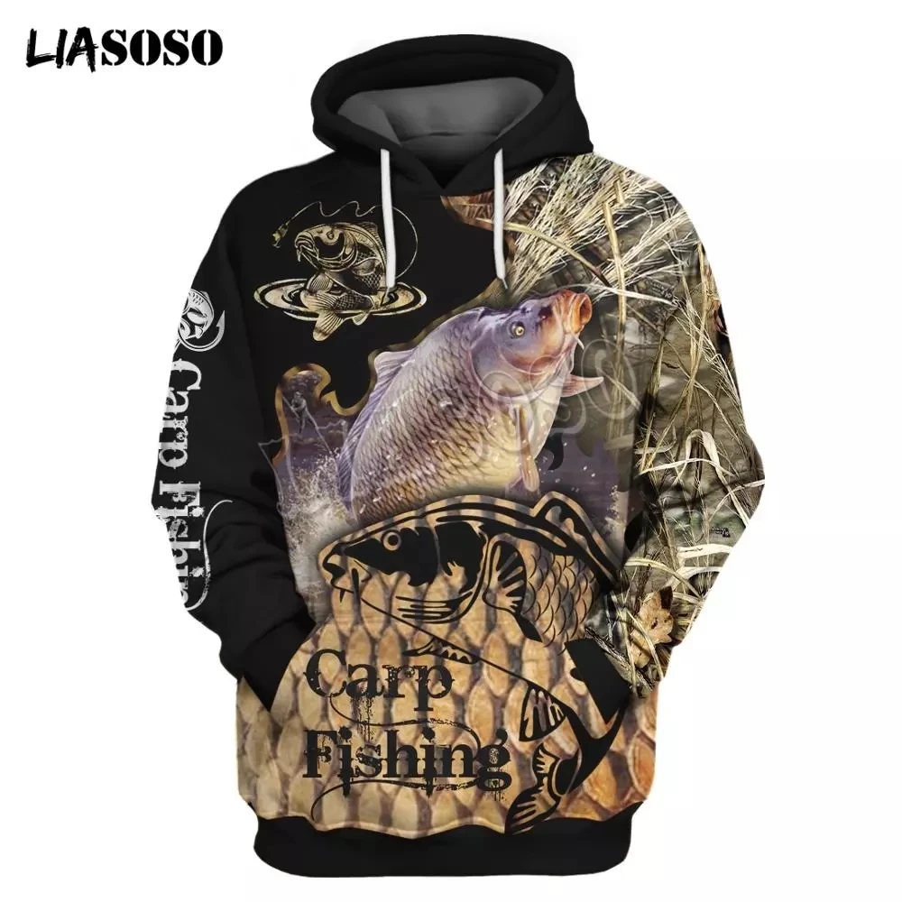 

LIASOSO Hooded Sweatshirt 3D Print Carp Fishing Husband Harajuku Tracksuit Streetwear Men Clothes Hoodies Fall Winter Coat