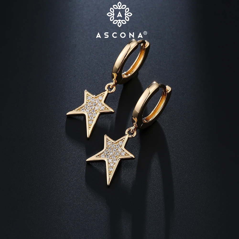 

ASCONA New Trendy Zircon Star Small Hoop Earrings For Women Fashion Charm Golden Dangle Drop Earrings Jewelry Gift 2021