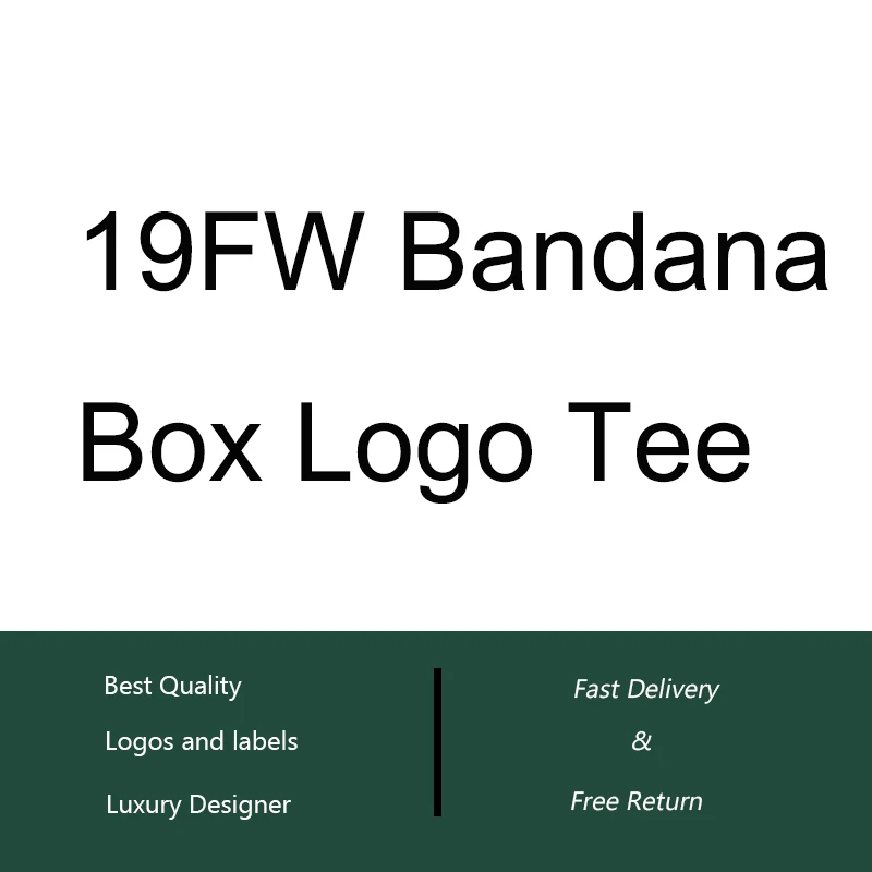 

Hot Sale 19FW Bandana Box Logo T Shirt Men Women Couples HipHop Streetwear Tees Men Bogo Cotton Basic T-Shirt