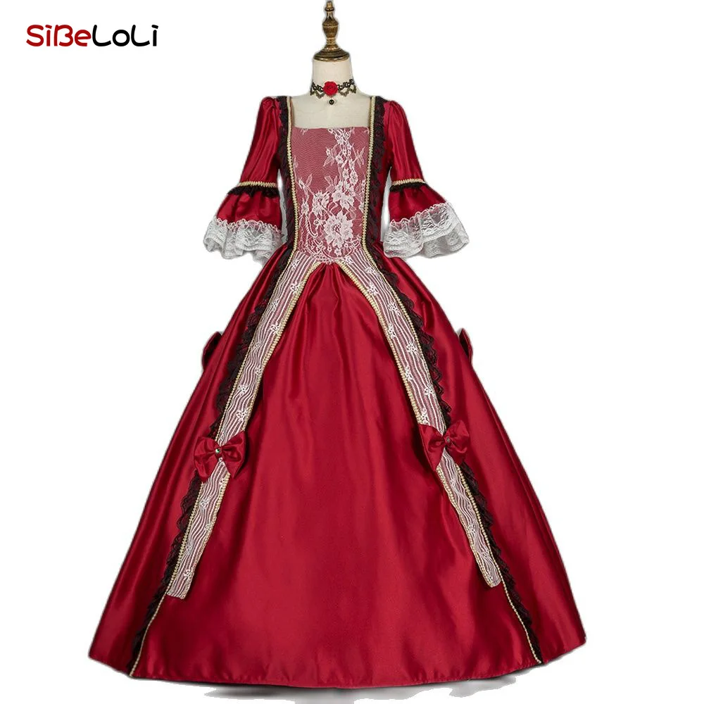 Винно-красный Рококо Мария Антуанетта Эпохи Ренессанса Винтажный стиль