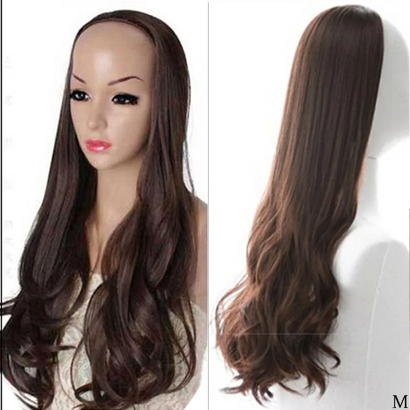 

Волнистые человеческие волосы LUFFYHAIR, 3/4 половинки париков, человеческие волосы Remy, перуанские волосы коричневого цвета, машинные парики
