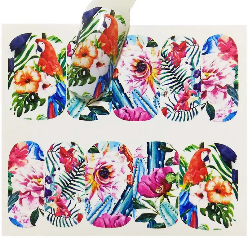 Полная наклейка слайдер с цветами водная переводная Наклейка для ногтевого