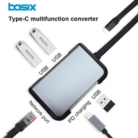 usb c hub with usb 3 0 hub pd charging mobile phone stand rj45 gigabit ethernet for macbook pro computer peripherals