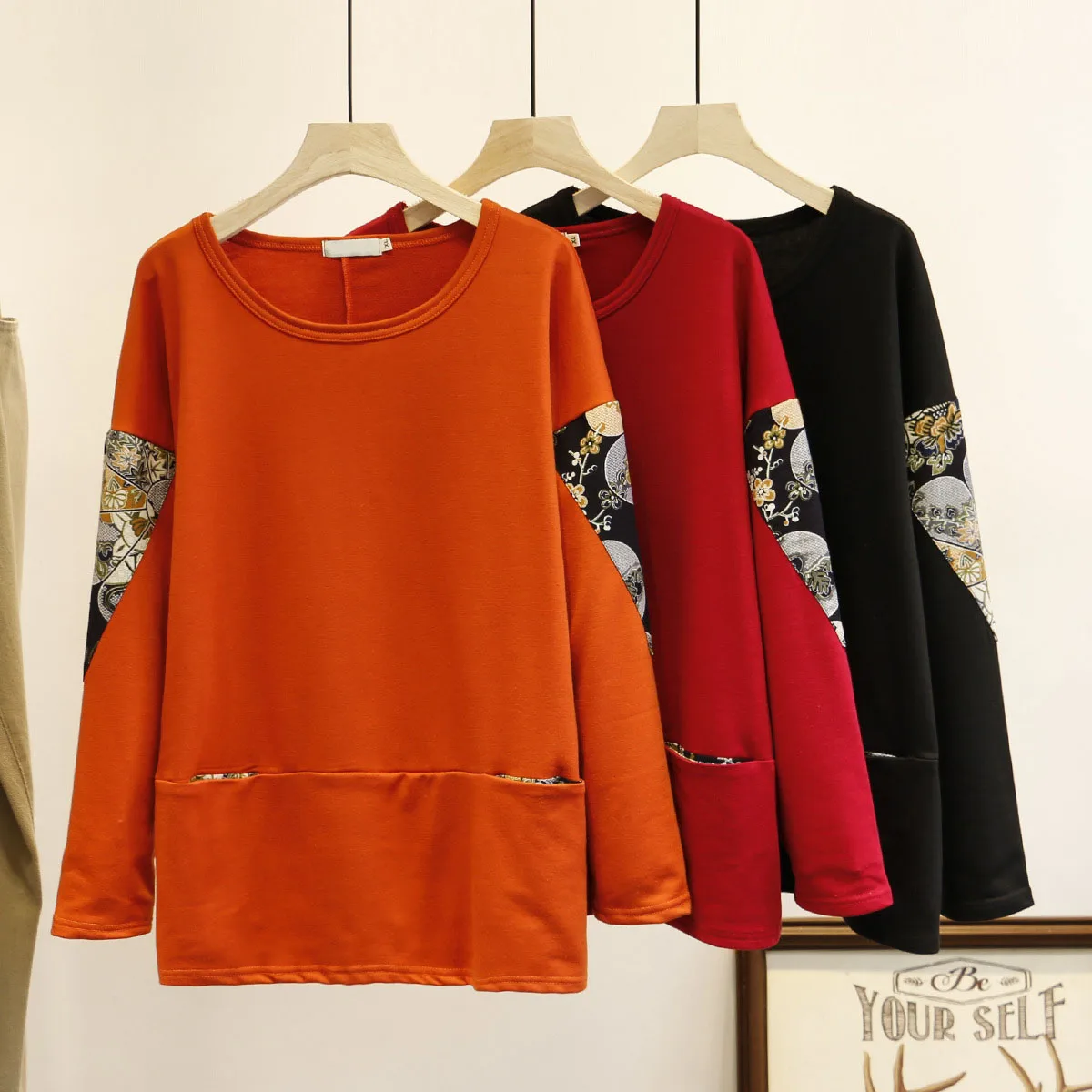 Женская толстовка с длинным рукавом весна 2020 пуловер принтом большой размер