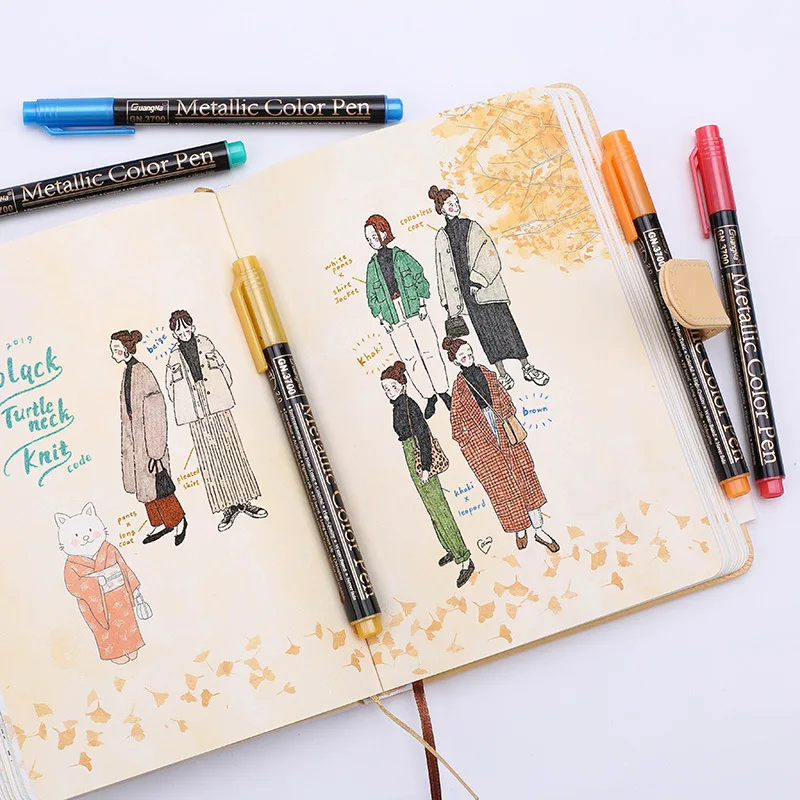 

12/20 Colors Metallic Soft Brush Marker Pen Birthday Gift Card Making Metallic Color Art Pen DIY Photo Album Glass Paintbrush