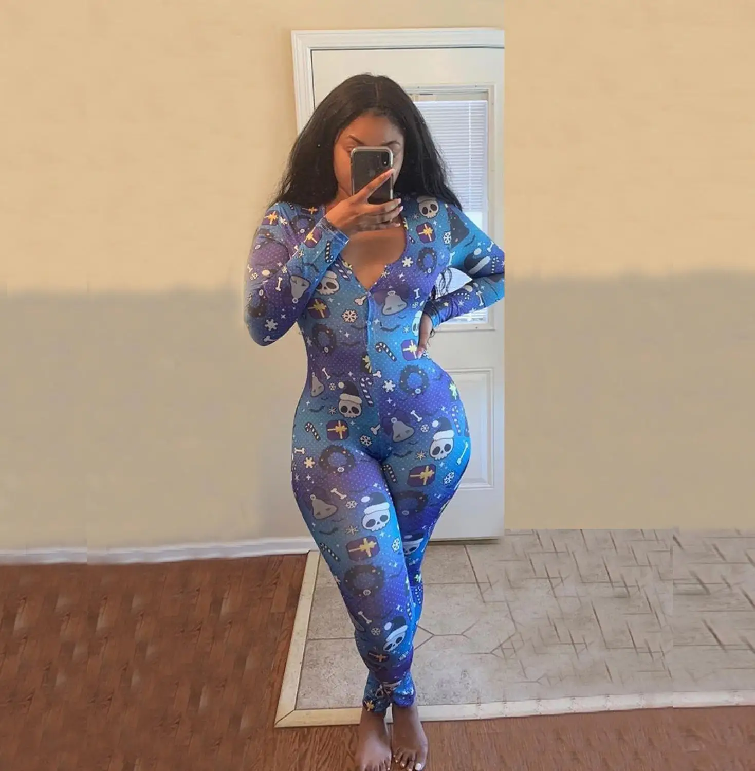 Женский комбинезон на пуговицах повседневный осенний клубный с длинным рукавом