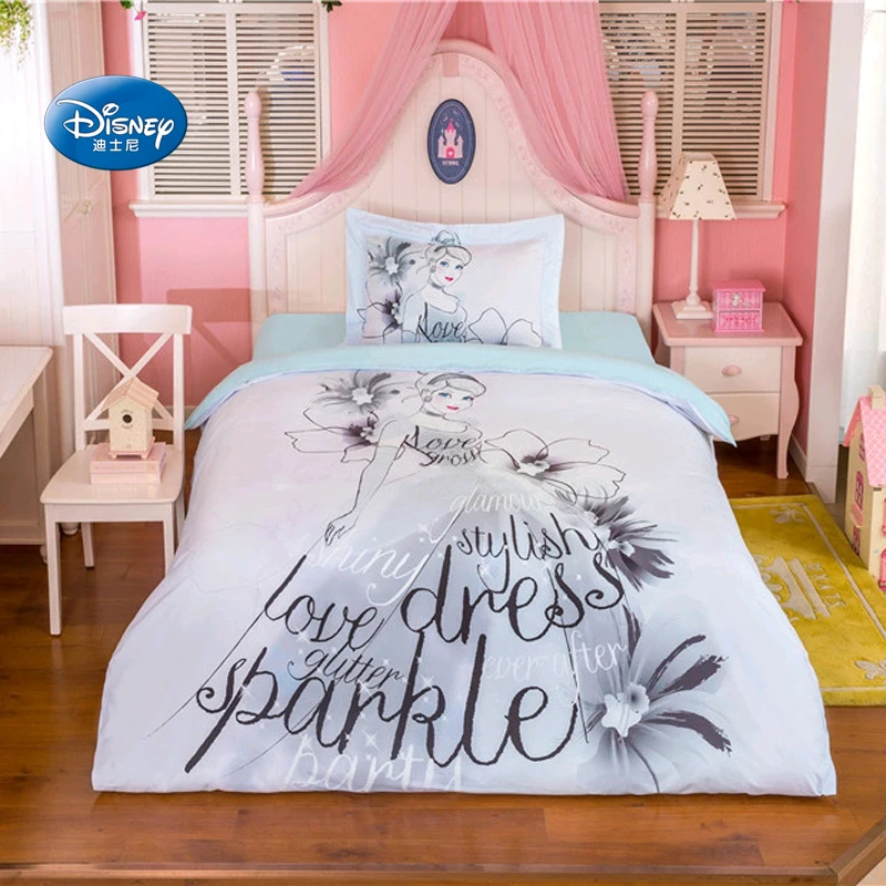 Disney Sketch Princess Bedding Girls Children Bedroom Decoration Down Duvet Quilt Cover Pillowcase Sheet 3/4 Double Rear Yards