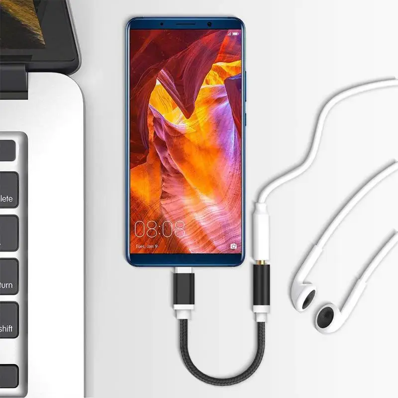 Переходник с USB Type C на аудиоразъем 3 5 мм для проводных наушников подключение