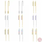 BOAKO 925 стерлингового серебра Красочные Циркон длинная цепь кисточкой нитки серьги для женщин, серьги в виде капель с вечерние ювелирные изделия: модные серьги в форме