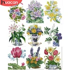 HUACAN наборы для рукоделия с вышитыми цветами и крестиком 11CT 14CT наборы цветов белый холст домашний декор