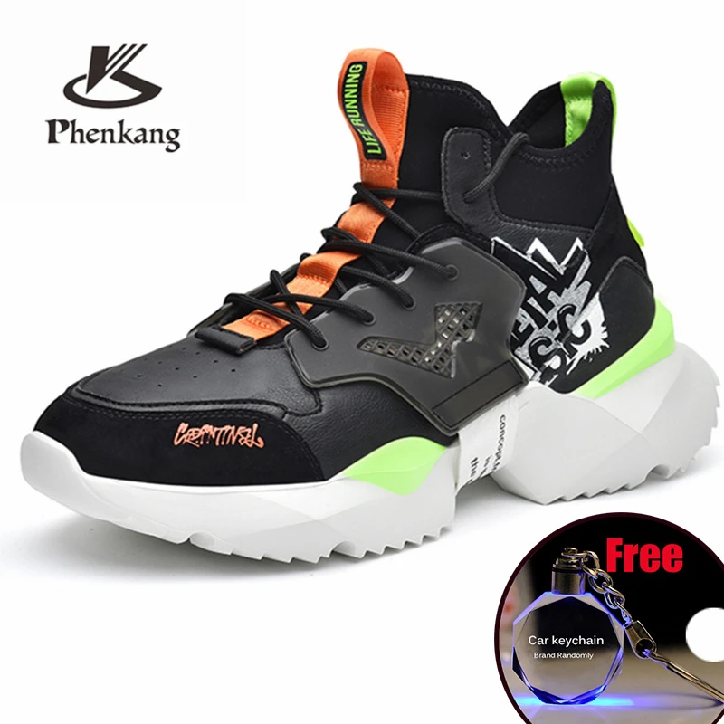 Мужские повседневные кроссовки Phenkang белые удобные на толстой подошве брендовые