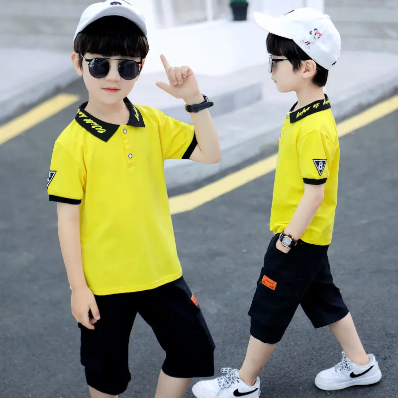 Модная детская одежда для мальчиков-подростков рубашка-поло с коротким рукавом +