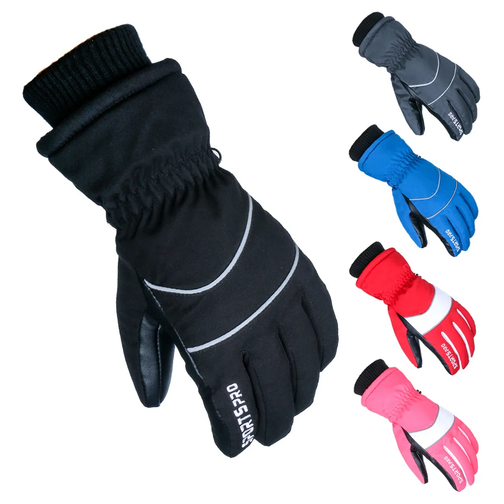 

2021 New Young Boys Girls Winter Ski Snow Gloves Touchscreen Black Grey Red Outdoor Warm Snowboard Snowmobile Waterproof Mittens