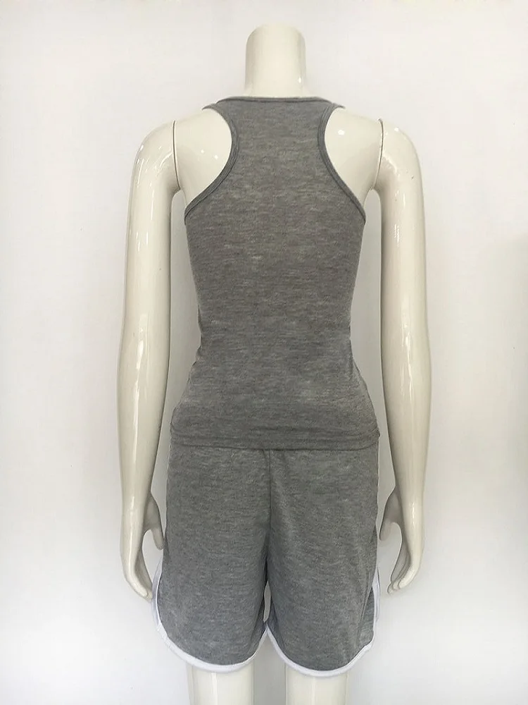 

Fashion Women Stripe Sportswear Sport Top and Shorts Summer Casual Running Vest Drawstring Hot Pants 2 Piece Set Women's suit