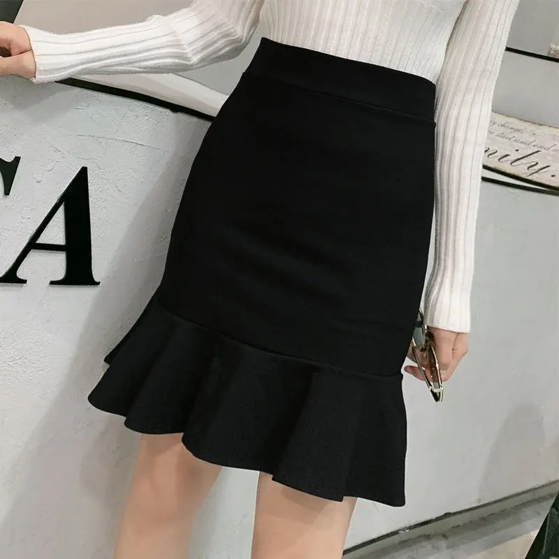 

High Waist Fishtail Skirt Women's Skirt A- Line Skirt Korean Style Fashionable All-Match Slimming Hip Lotus Leaf Business Skirt