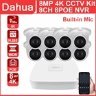 Набор Dahua для системы видеонаблюдения Dahua, 4K, комплекты для камер безопасности, 8 Мп, Фотокамера, 8 каналов, питание по Ethernet, приложение для системы видеонаблюдения