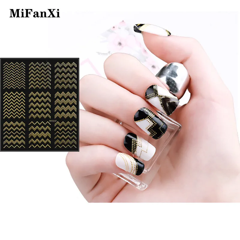 

Art Star Moon Geometrical Line Series Gold Metal Self-adhesive Stickers 3D DIY Pattern Transfer Decals Tips Manicure Decorations