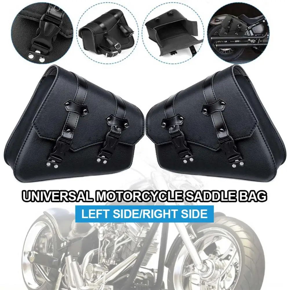 Motorcycle Saddlebag Set PU Leather Slant Motorcycle Saddlebag Set Motorcycle Accessories 2PCS Black Pouch Black Moto Accessori