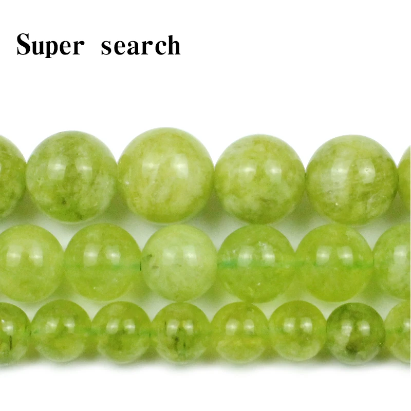 Натуральный круглый Зеленый Перидот хрустальный камень Бусины Из халцедона для