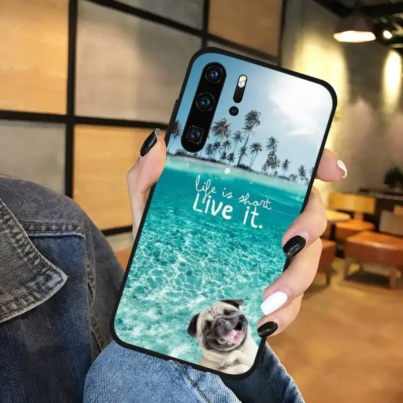 

Pug French Bulldog beach sunset Phone Case Funda For Huawei P9 P10 P20 P30 Lite 2016 2017 2019 plus pro P smart
