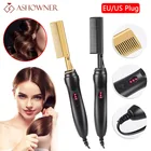 2 в 1 расческа-выпрямитель для волос Электрический выпрямитель для волос Плойка для влажной сушки использование волос плоские утюги горячий нагревательный гребень СШАЕС