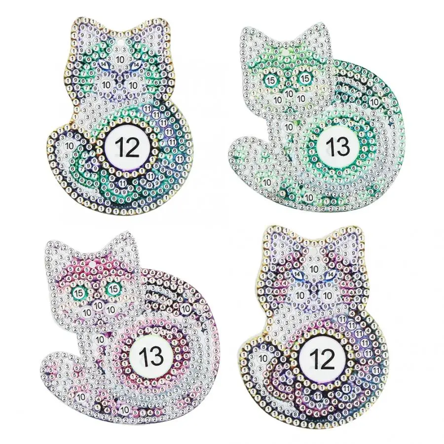 DIY Алмазный брелок из смолы с блестками в форме кота ручной работы бриллиантовый