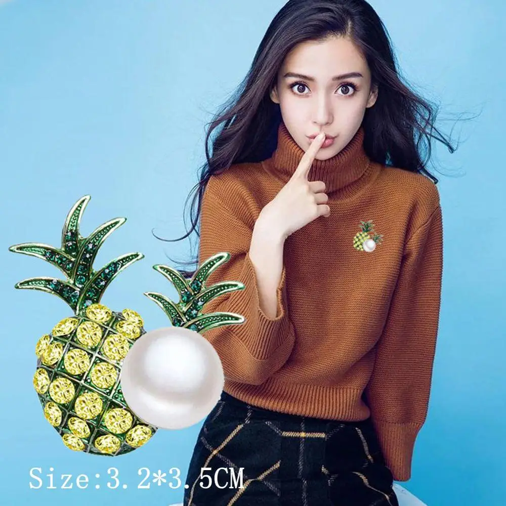 Женская эмалированная брошь в форме вишни банана граната Броши со стразами