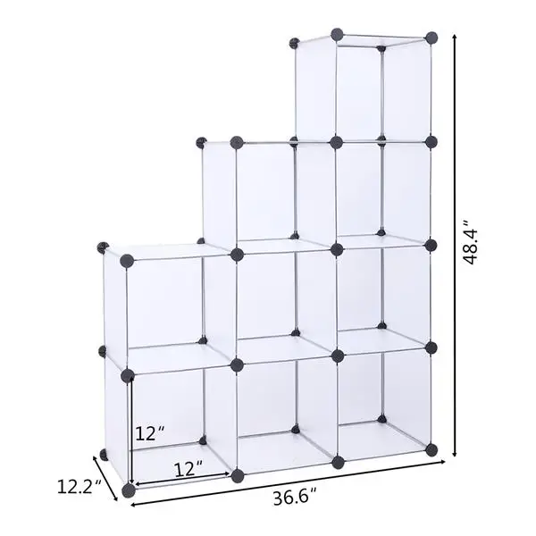 

Cube Storage Unit 9-Cube Closet Organizer Storage Shelves Durable Stackable Cubes Organizer DIY Closet Cabinet Storage White
