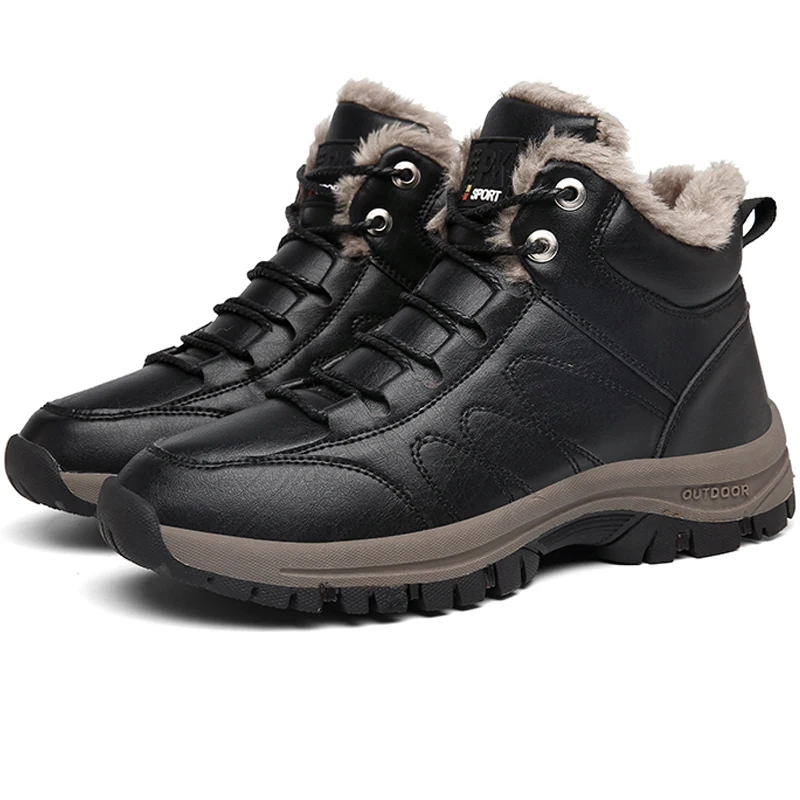 Мужские кожаные ботинки высокого качества Зимние теплые мужские на толстой