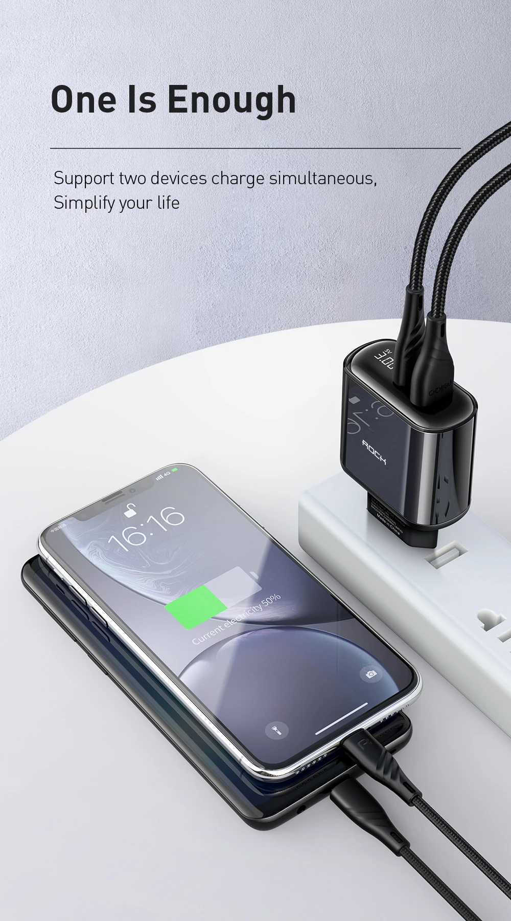 ROCK цифровой дисплей Quick Charge 4,0 3,0 USB зарядное устройство QC3.0 зарядное устройство для iPhone 11 Pro samsung Xiaomi type C PD настенное быстрое зарядное устройство